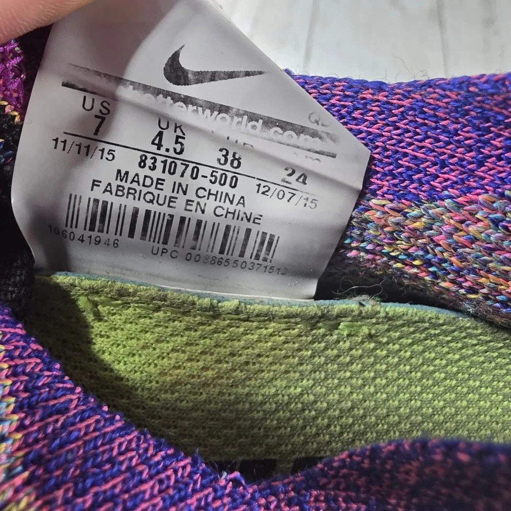 Nike Free RN Flyknit Womens Running Shoes Purple Multicolor 831070-500‎ Size 7
